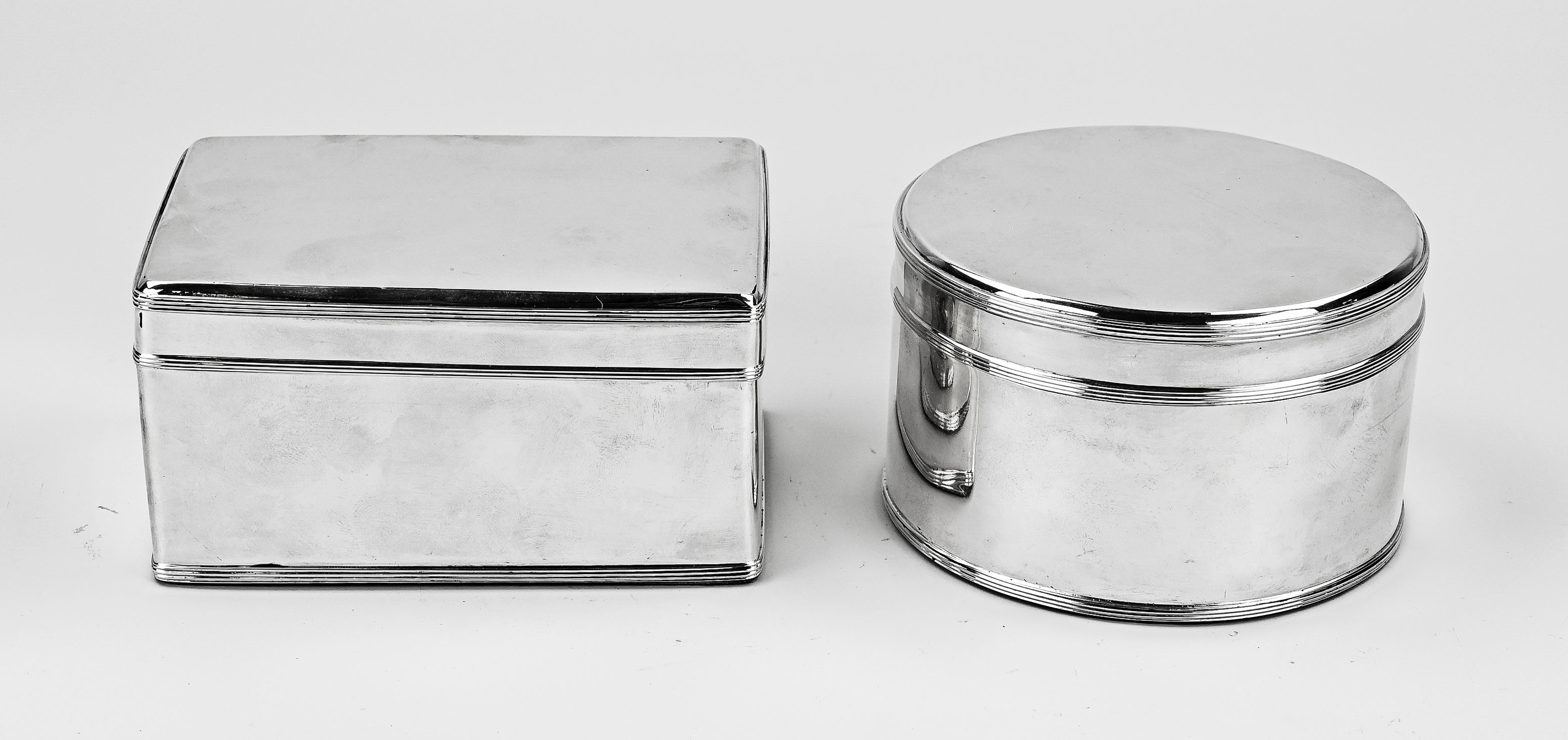 Paar zilveren koektrommels