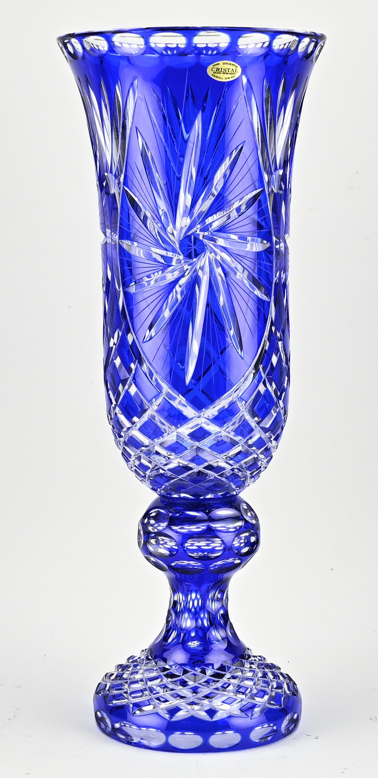 Boheemse blauwe vaas, H 54 cm.
