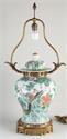 Chinese Familie Verte lamp, H 74 cm.