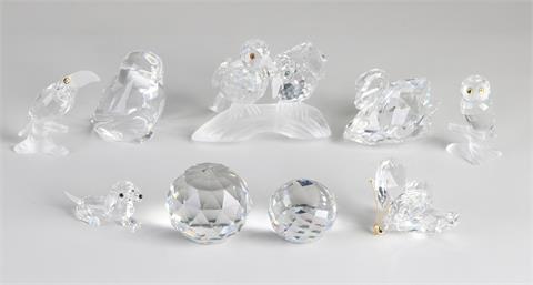 9x Kristal-glazen figuren o.a. Swarovski
