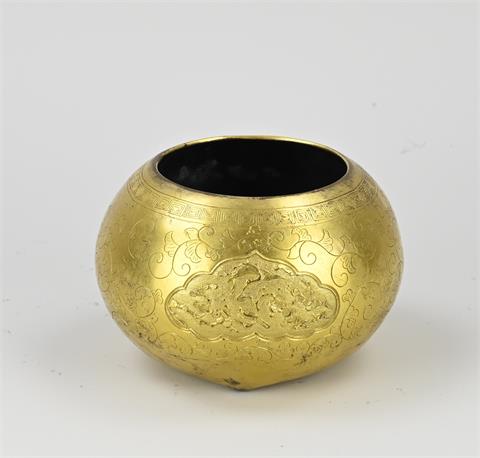 Antieke Chinese vergulde waterpot Ø 12 cm.